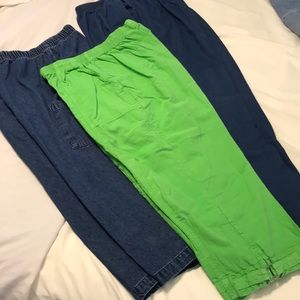 Elastic waist jeans, capris size 14,L